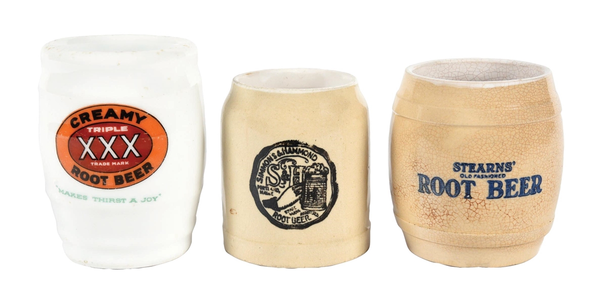 COLLECTION OF 3 CERAMIC ROOT BEER MUGS