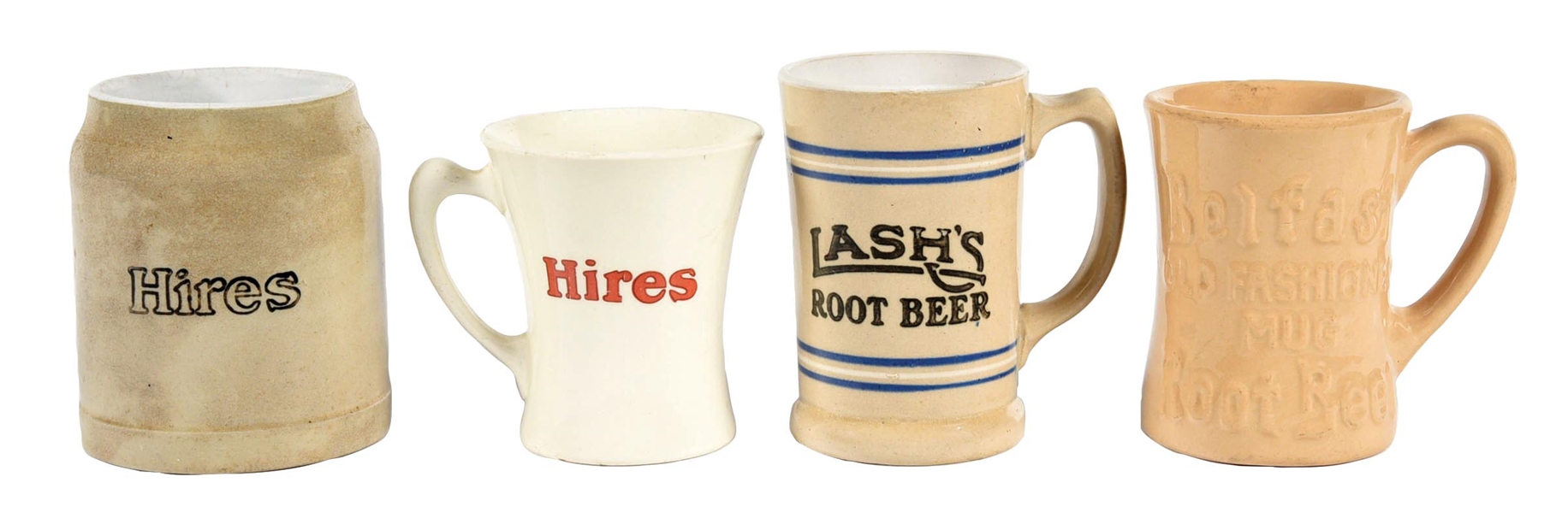 COLLECTION OF 4 CERAMIC ROOT BEER MUGS