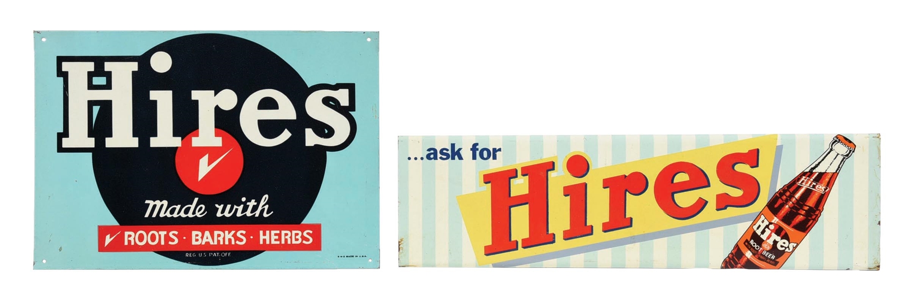 COLLECTION OF 2 HIRES ROOT BEER ADVERTISING SIGNS