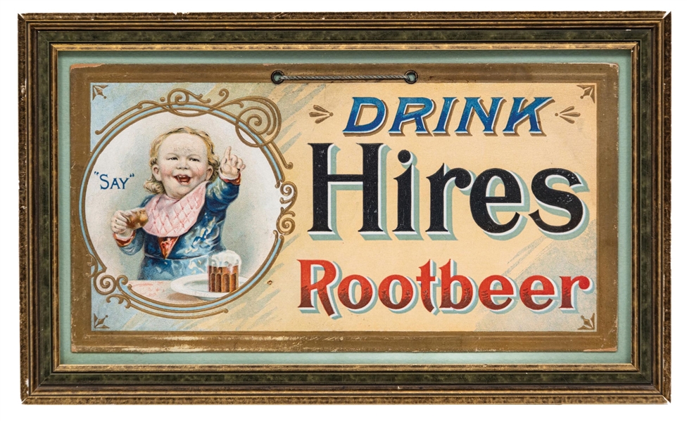 HIRES ROOT BEER STRING HANGER HEAVY PAPER SIGN