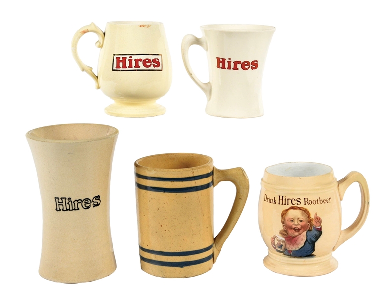 COLLECTION OF 5 ROOT BEER CERAMIC MUGS