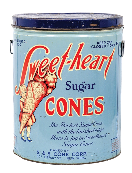 SWEETHEART SUGAR CONES METAL PRODUCT DISPLAY CAN