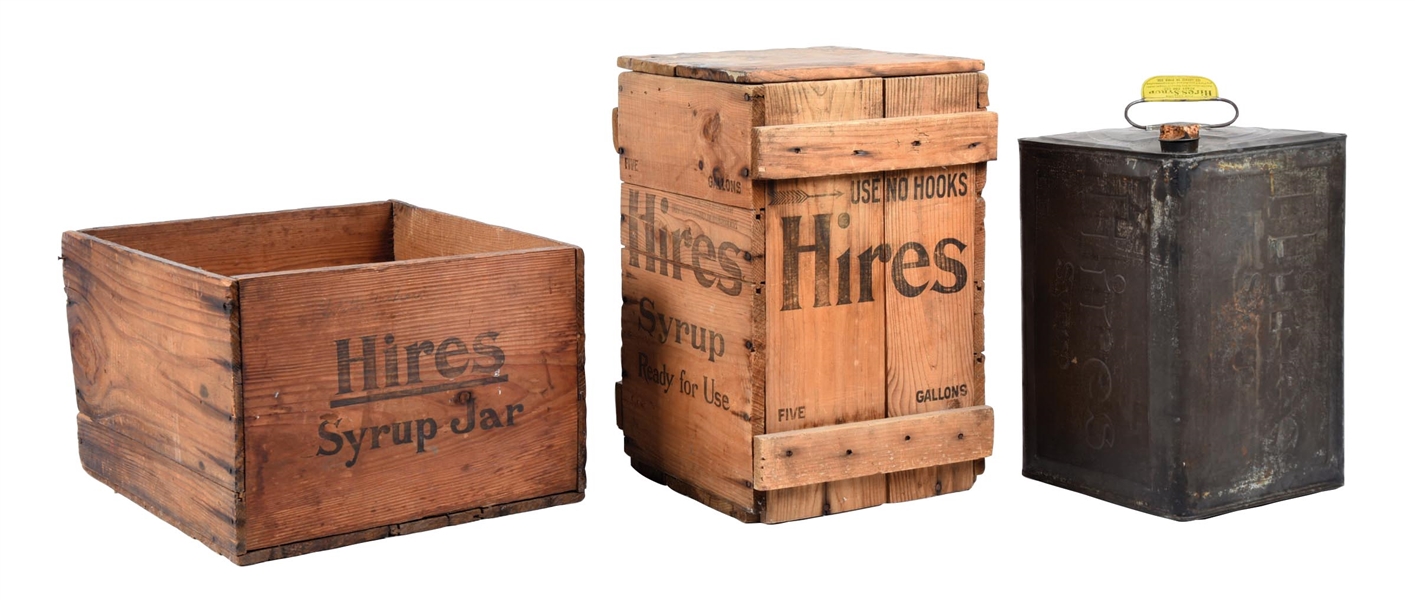 COLLECTION OF 2 HIRES ROOT BEER SYRUP JUG CRATES