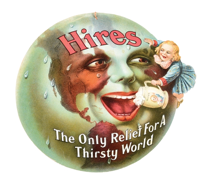 HIRES ROOT BEER "THE ONLY RELIEF FOR A THIRSTY WORLD" STRING HANGER SIGN