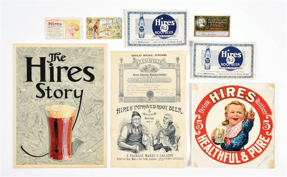 LOT OF 7 HIRES ROOT BEER ADVERTISEMENTS & CARDSTOCK LITHOGRAPHS