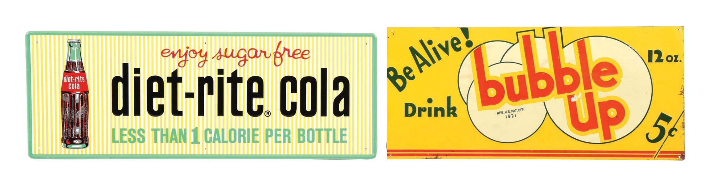 COLLECTION OF 2 EMBOSSED TIN SODA POP SIGNS