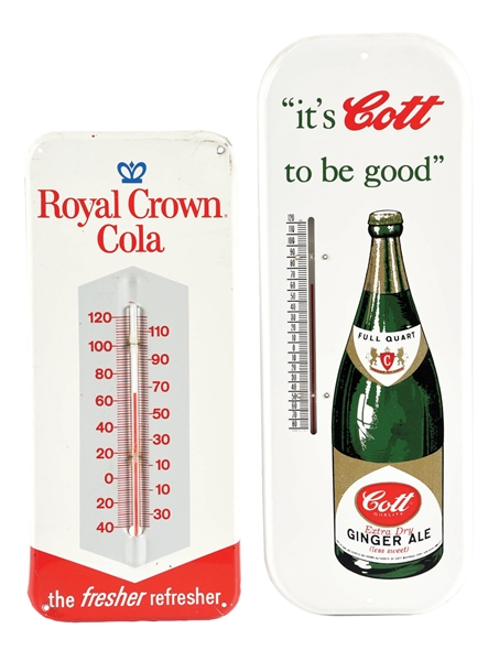 COLLECTION OF 2 SODA POP PAINTED METAL THERMOMETER SIGNS