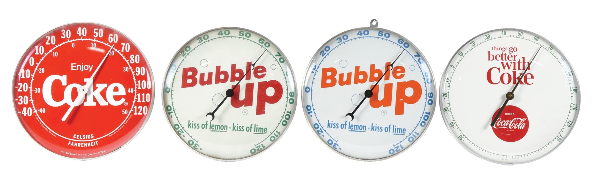 COLLECTION OF 4 SODA POP THERMOMETERS