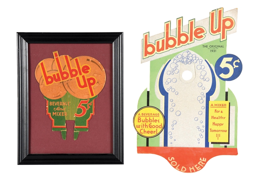 COLLECTION OF 2 BUBBLE UP SODA POP BOTTLE DISPLAYS