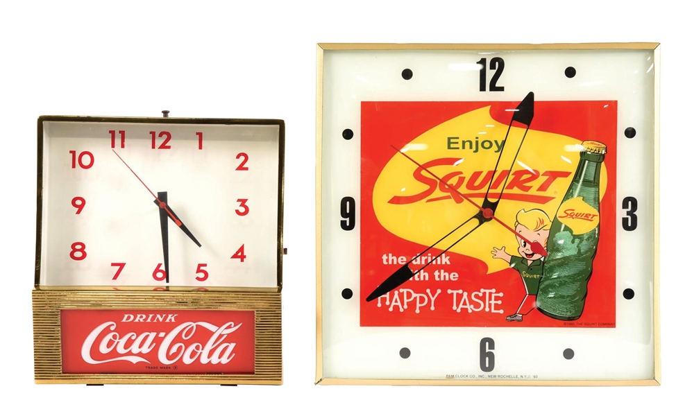 COLLECTION OF 2 SODA POP LIGHT-UP CLOCK SIGNS