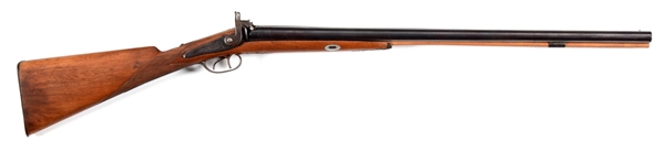 (A) MILLER LONDON SIDE BY SIDE PERCUSSION BLACK POWDER SHOTGUN  