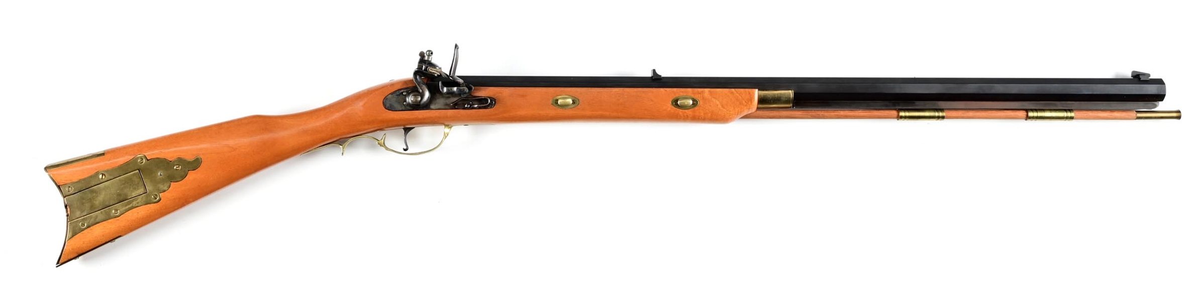 (A) HOPKIN & ALLEN .50 CAL FLINTLOCK HALF STOCK PLAINS TYPE RIFLE