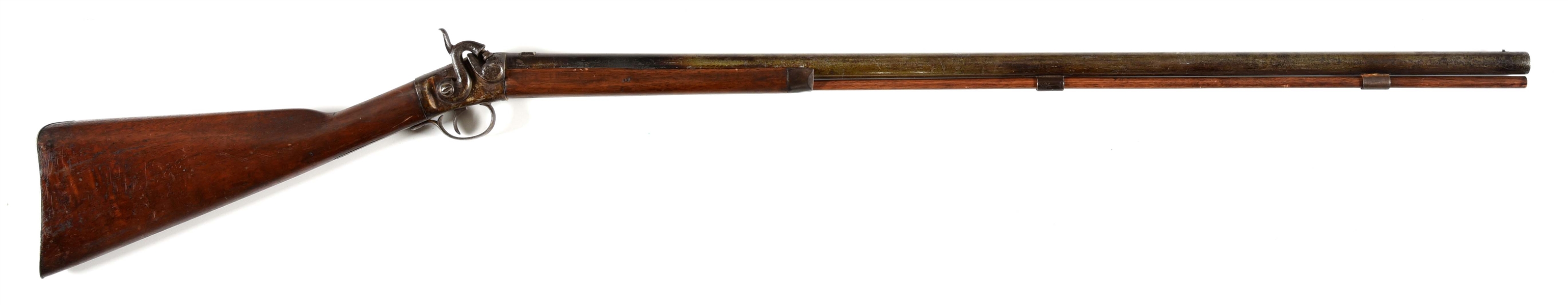 (A) DAVIS MARKED 12 GAUGE PERCUSSON SHOTGUN.