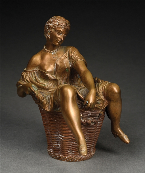 Lot Detail Erotica Bronze Woman Sitting On Basket