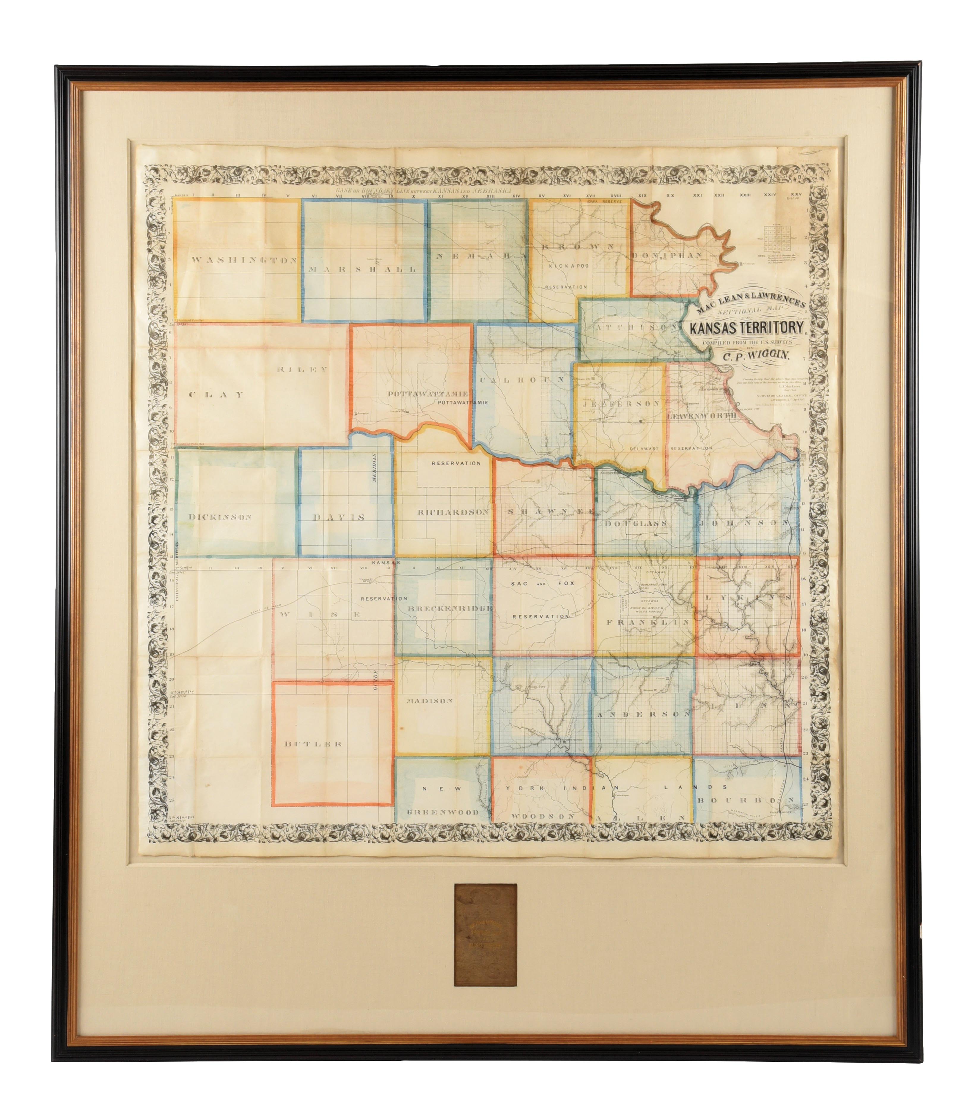 Lot Detail - MACLEAN AND LAWRENCE'S SECTIONAL MAP OF KANSAS TERRITORY