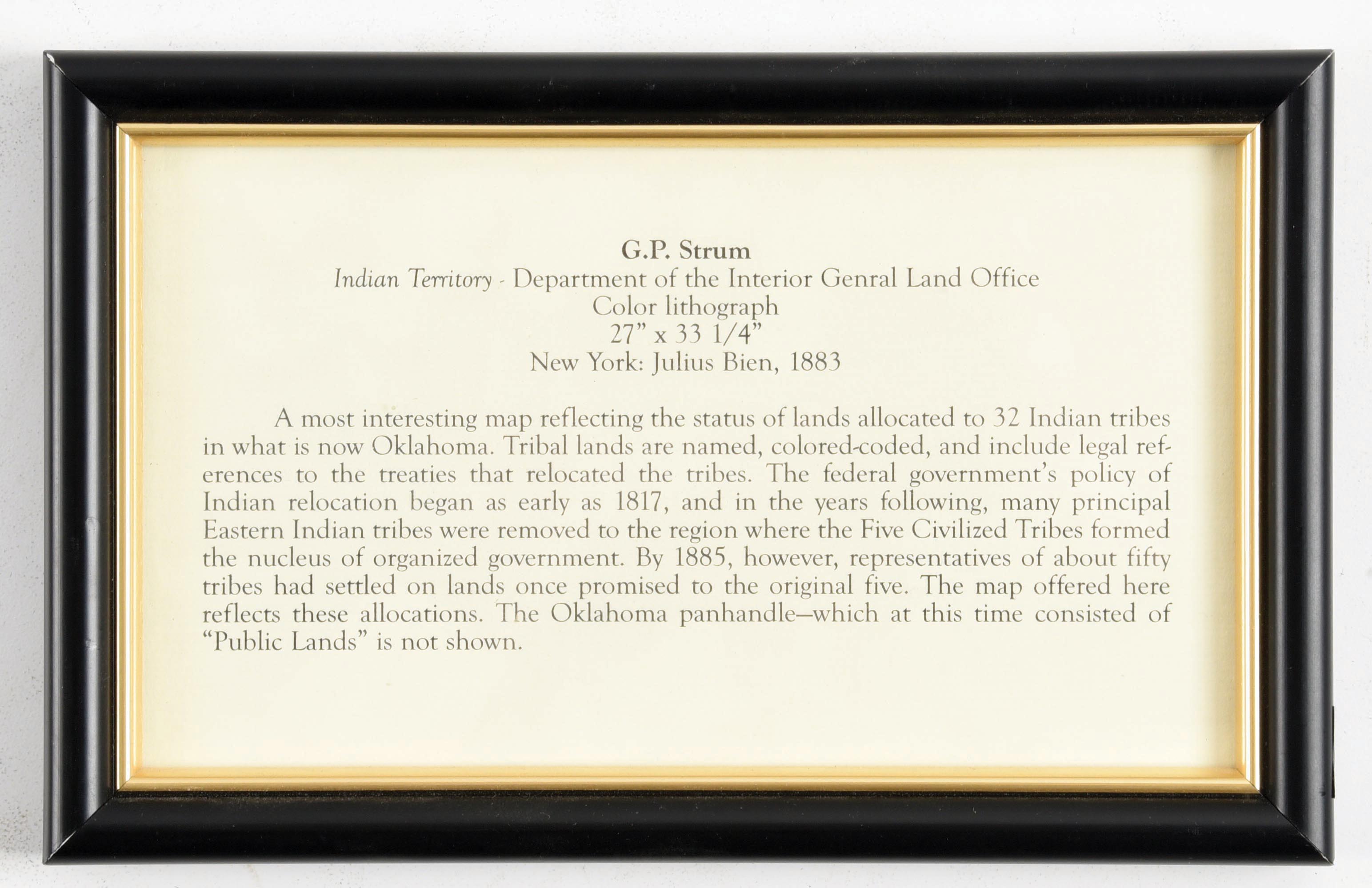 Lot Detail - INDIAN TERRITORY - DEPARTMENT OF THE INTERIOR GENERAL LAND ...