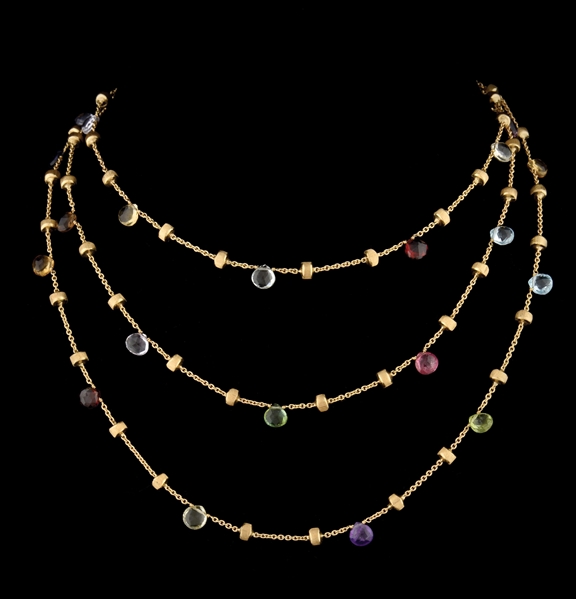 18K GOLD MARCO BICEGO 48" MULTI-COLOR PARADISE NECKLACE