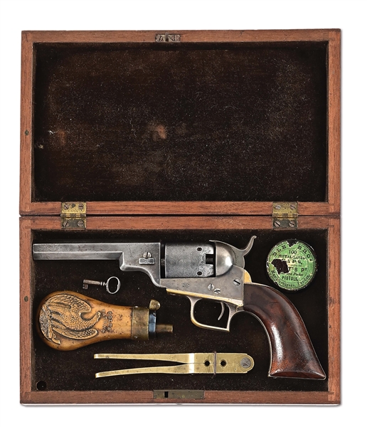 (A) RARE EARLY CASED COLT MODEL 1848 BABY DRAGOON PERCUSSION REVOLVER SERIAL NUMBER 110.