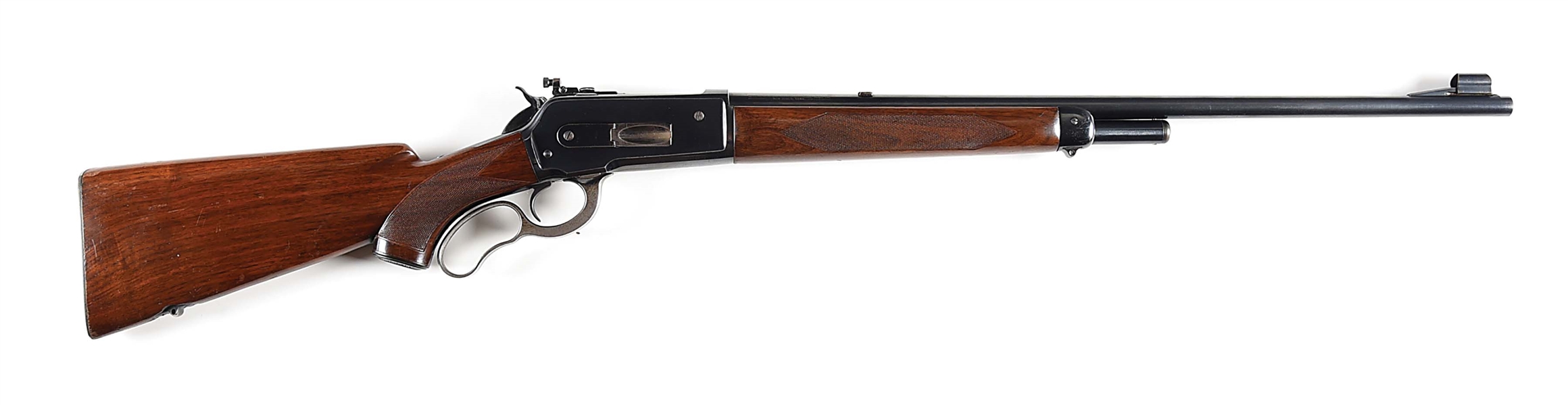 (C) DELUXE WINCHESTER MODEL 71 LEVER ACTION RIFLE WITH BOLT PEEP SIGHT.