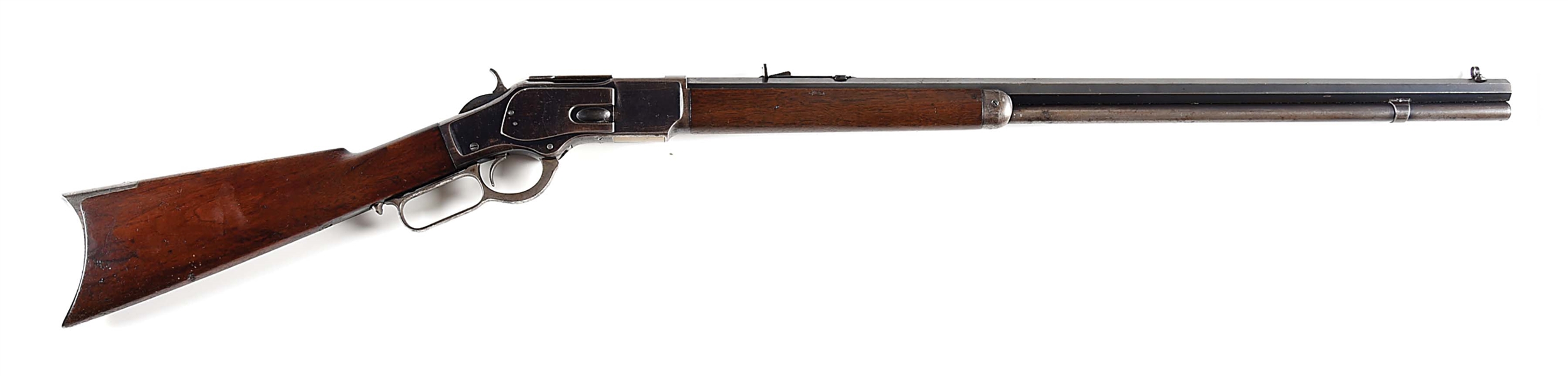 (A) FINE SPECIAL ORDER WINCHESTER MODEL 1873 LEVER ACTION RIFLE WITH EXTRA LENGTH BARREL.