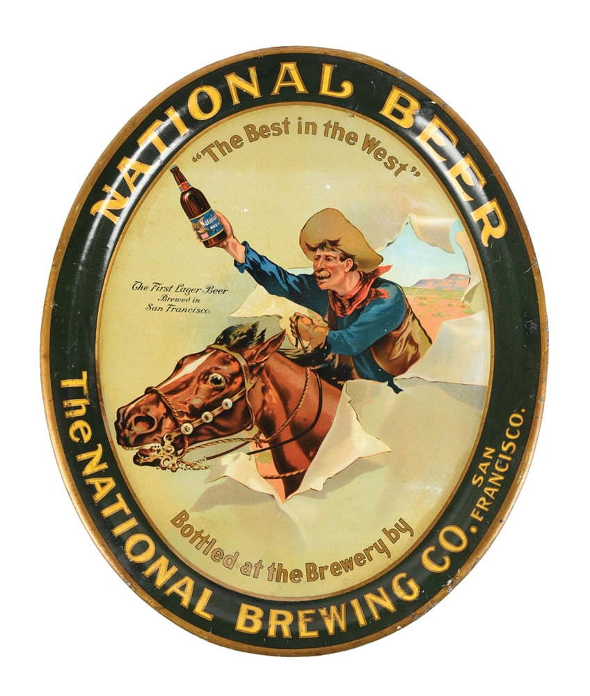 SINGLE-SIDED TIN TRAY ADVERTISING NATIONAL BEER