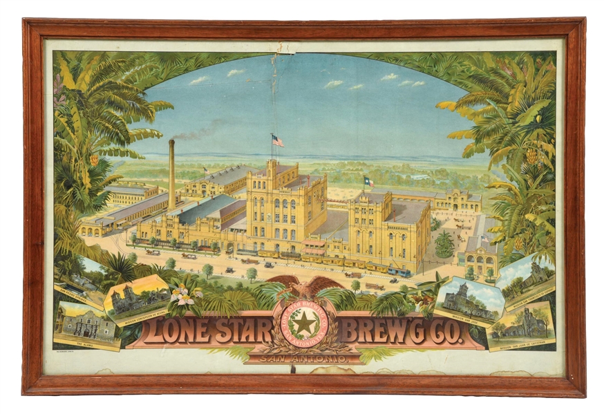 LONESTAR BREWING COMPANY PAPER LITHOGRAPH W/ FACTORY GRAPHIC 