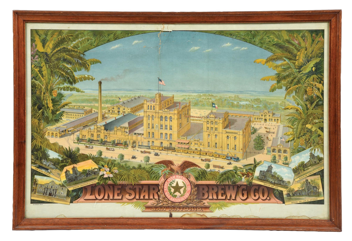 LONESTAR BREWING COMPANY PAPER LITHOGRAPH W/ FACTORY GRAPHIC 