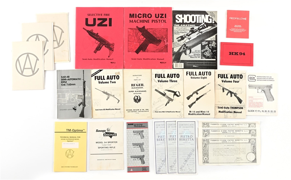 LOT OF MISCELLANEOUS FIREARMS MANUALS, BROCHURES, ETC