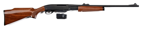 (M) AS NEW REMINGTON MODEL 7600 BDL 7MM-08 SLIDE ACTION RIFLE.