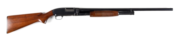 (C) WINCHESTER MODEL 12 SLIDE ACTION SHOTGUN.