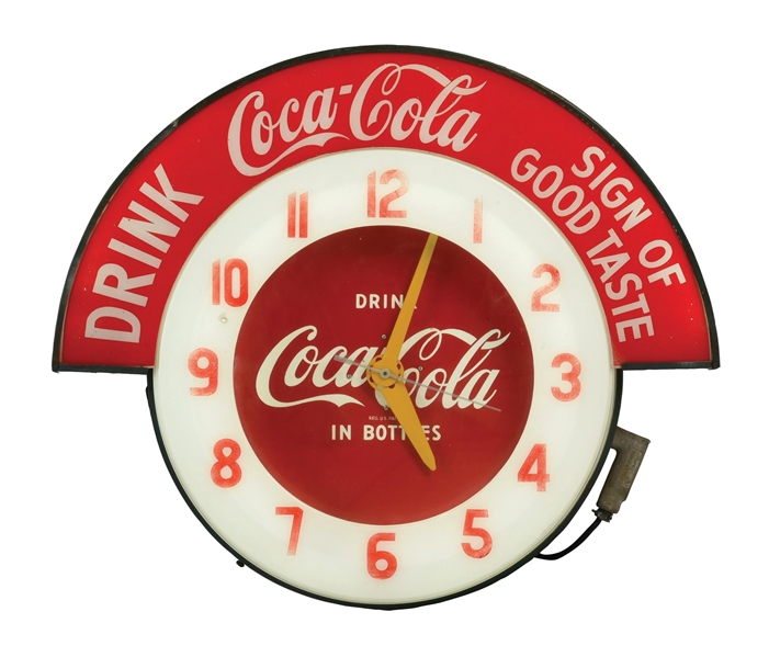 COCA COLA ELECTRIC NEON LIGHT UP ADVERTISING CLOCK. 