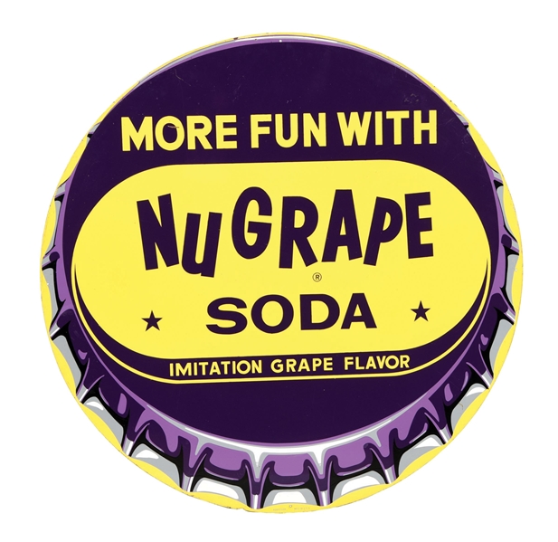 NUGRAPE SODA PAINTED METAL BOTTLE CAP SIGN