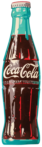 9 DIE-CUT COCA-COLA TIN BOTTLE SIGN