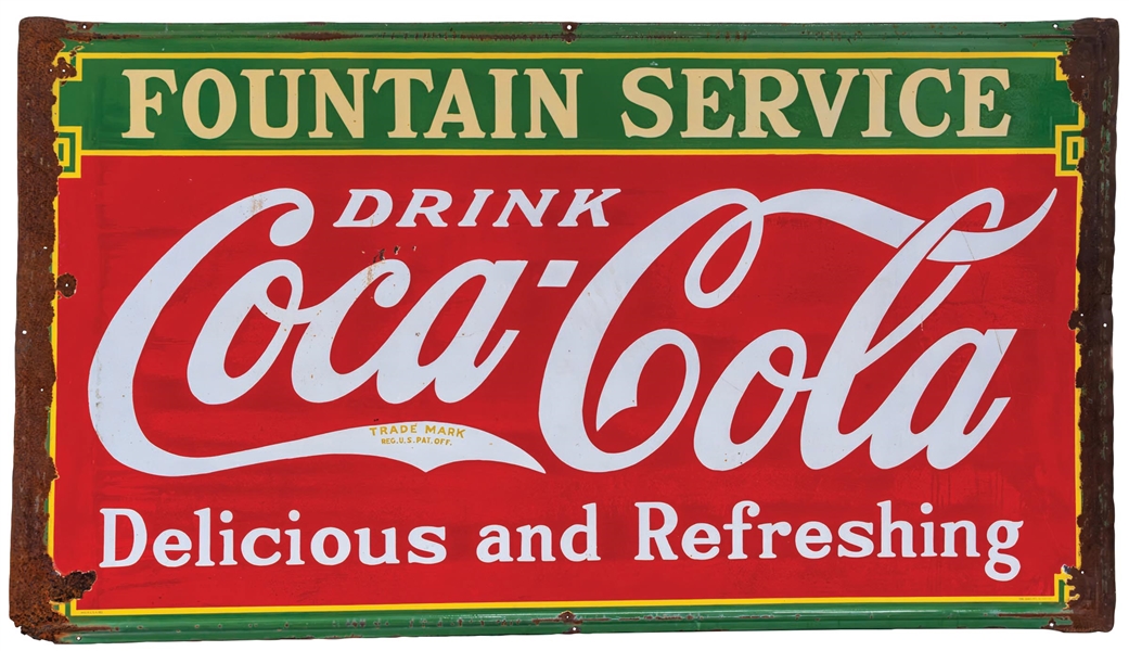 PORCELAIN COCA-COLA "FOUNTAIN SERVICE" SIGN