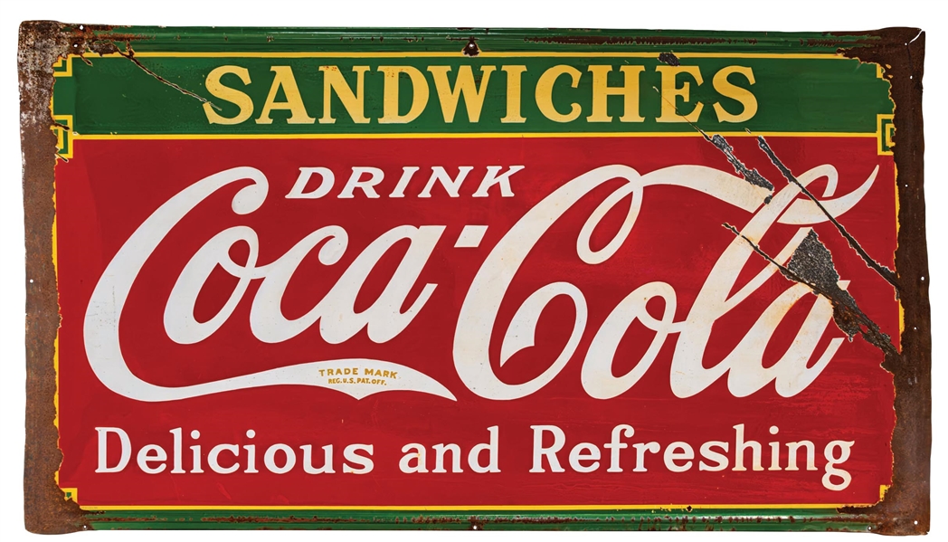 PORCELAIN COCA-COLA "SANDWICHES" SIGN