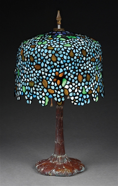 RARE ANTHONY HART WISTERIA LEADED GLASS TABLE LAMP