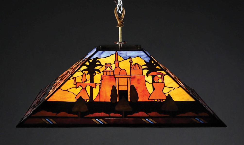 EGYPTIAN LEADED GLASS HANGING LAMP