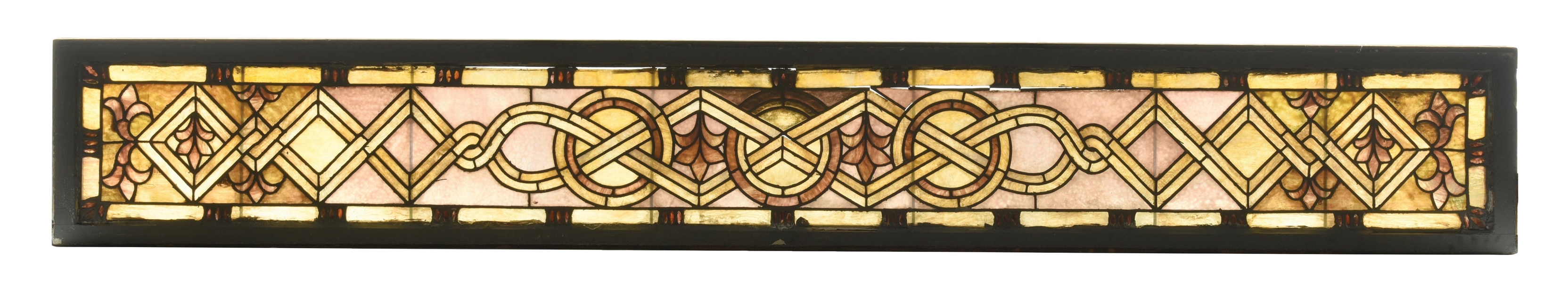 ANTIQUE STAINED GLASS LONG WINDOW PANEL