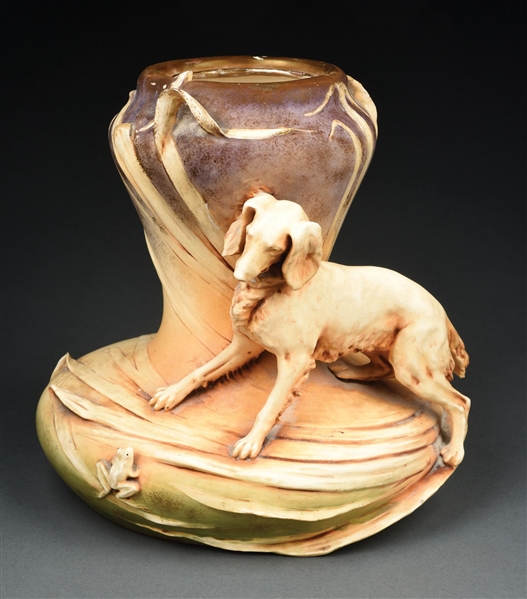 AMPHORA DOG & FROG VASE DESIGNED BY EDUARD STELLMACHER