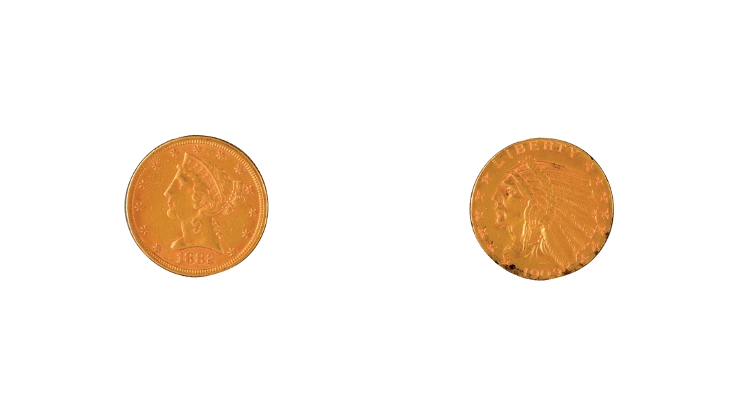 LOT OF 2: $5 GOLD COINS