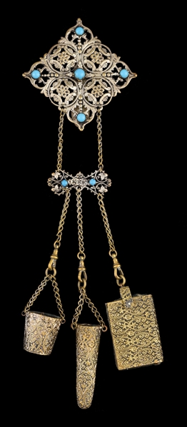 CHATELAINE W/ 3 CHAIN ATTACHMENTS & TOOLS
