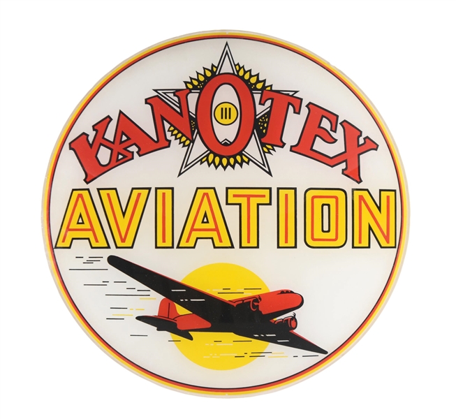 OUTSTANDING KANOTEX AVIATION SINGLE 13.25" GLOBE LENS W/ AIRPLANE GRAPHIC.