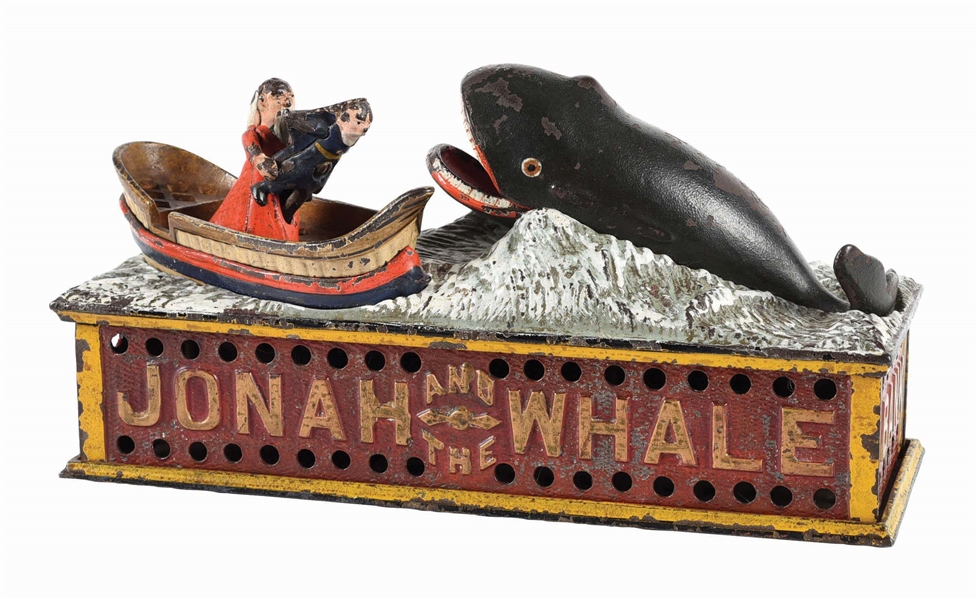 SHEPARD HARDWARE JONAH & THE WHALE CAST IRON MECHANICAL BANK