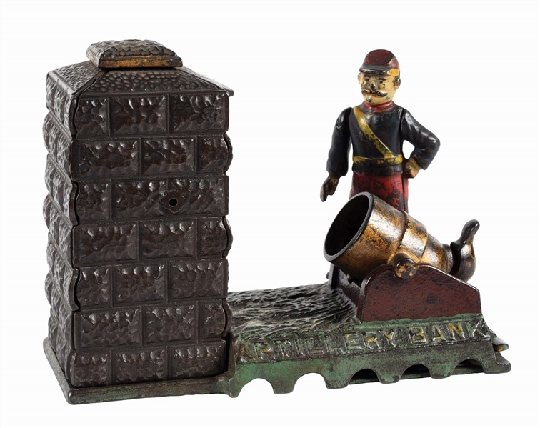 J. & E. STEVENS ARTILLERY CAST IRON MECHANICAL BANK