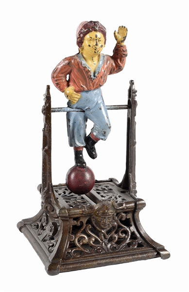 J. BARTON SMITH BOY ON TRAPEZE CAST IRON MECHANICAL BANK