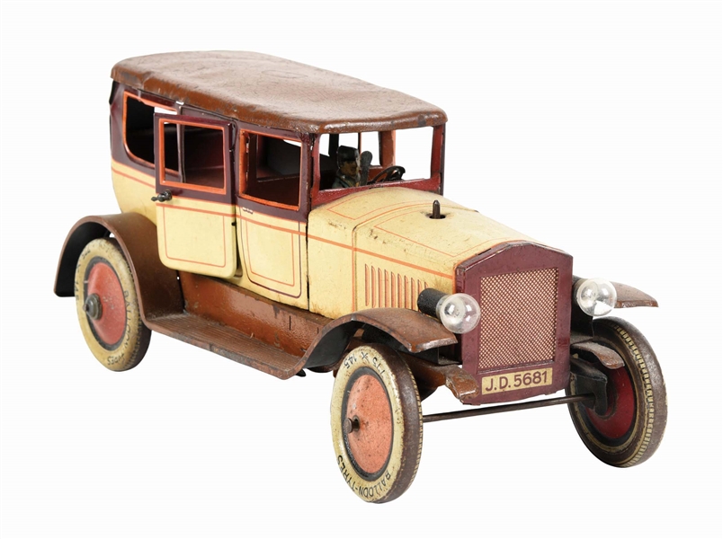 UNUSUAL PRE-WAR GERMAN DISSLER TIN LITHO WIND-UP AUTOMOBILE TOY