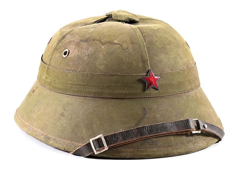 VIETNAM WAR NVA PITH HELMET CAPTURED AT A SHAU VALLEY.