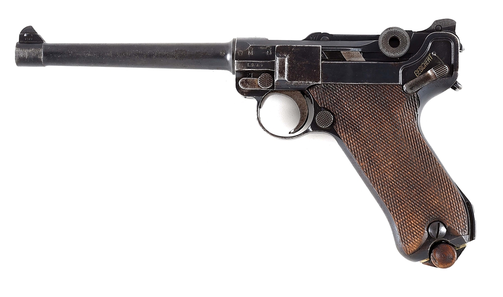 (C) 1917 DATED DWM MODEL 1914 NAVY LUGER SEMI AUTOMATIC PISTOL.