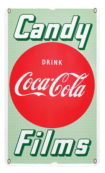 PORCELAIN COCA-COLA "CANDY-FILMS" SIGN