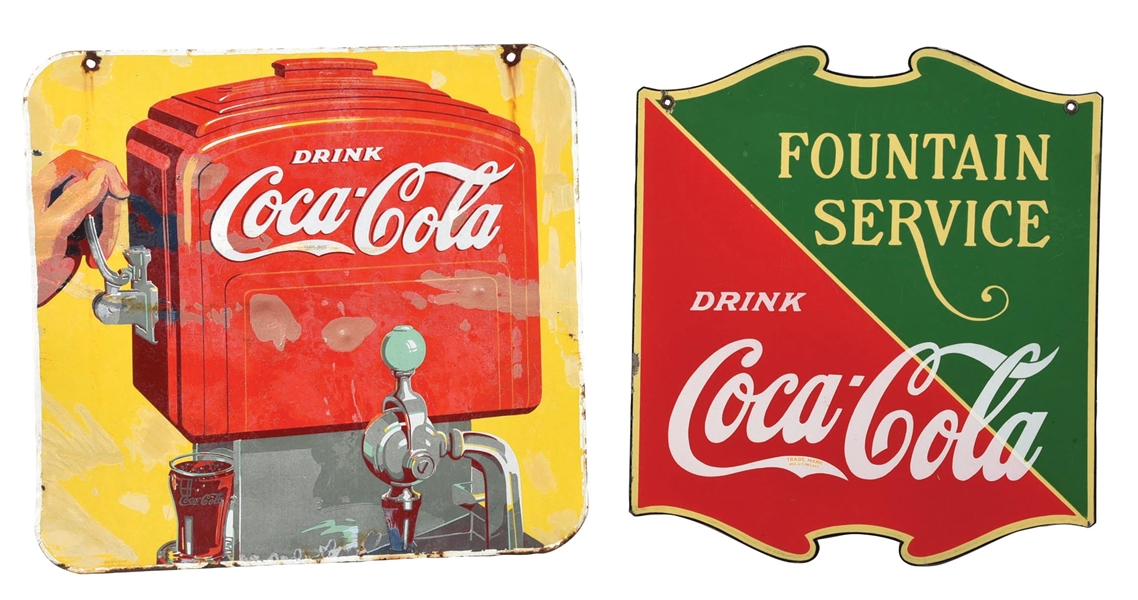 COLLECTION OF 2 PORCELAIN COCA-COLA ADVERTISING SIGNS